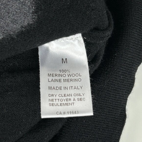 San Marco Sweater Mens M 100% Merino Wool Italy Black Grey Argyle V Neck Jumper - Picture 12 of 12